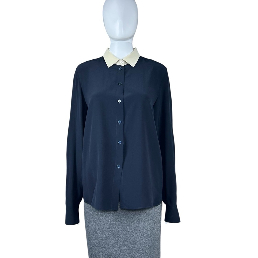 Stella McCartney Silk Crepe Long Sleeve Blouse Shirt Size 8 Preppy Academia Top - Picture 2 of 16